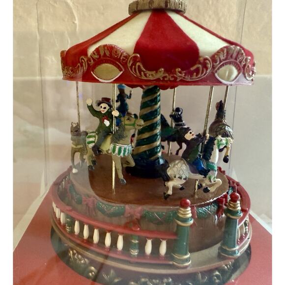 VTG 2005 Mr Christmas Mini Animated Musical Carousel Jingle Bells Music Box - Picture 1 of 9
